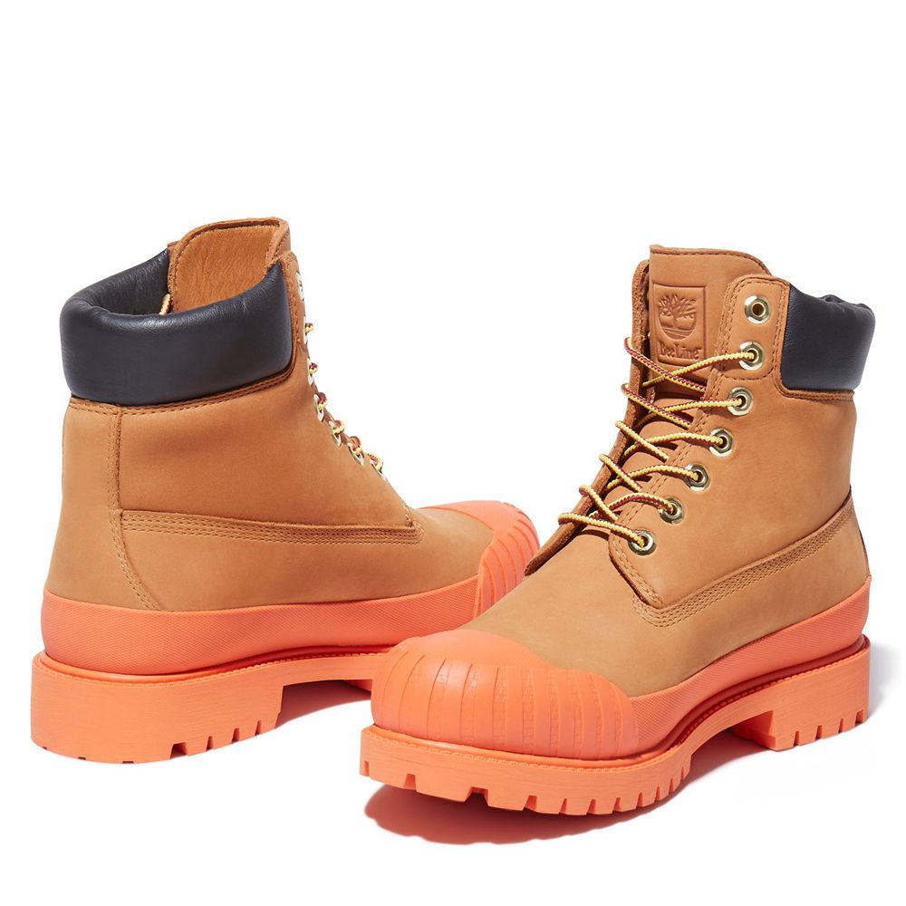 Bocanci 6-Inch Timberland Barbati Maro/Portocalii - Bee Line X Waterproof Rubber Toe - Romania - NEI